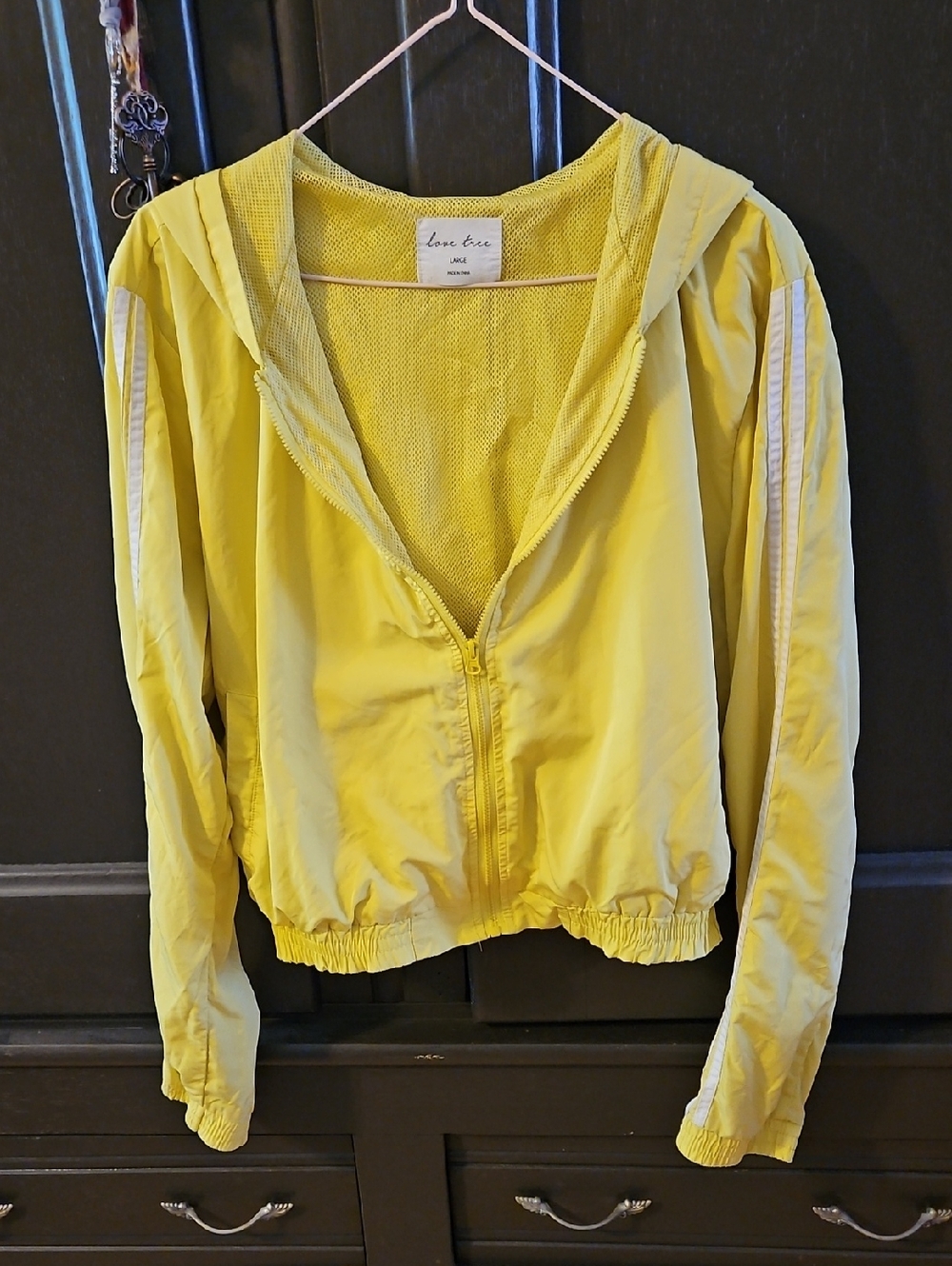 3/$10 Love Tree Bright Yellow Hooded Windbreaker